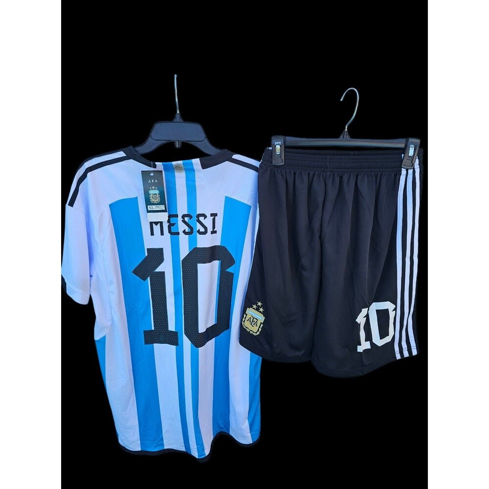 MESSI #10 Argentina Soccer Jersey Shorts Set COPA America AFA Size XL New